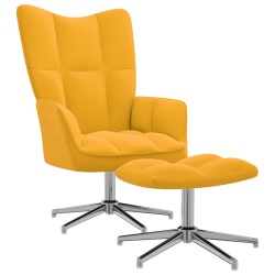 vidaXL Relaxsessel mit Hocker Senfgelb Samt