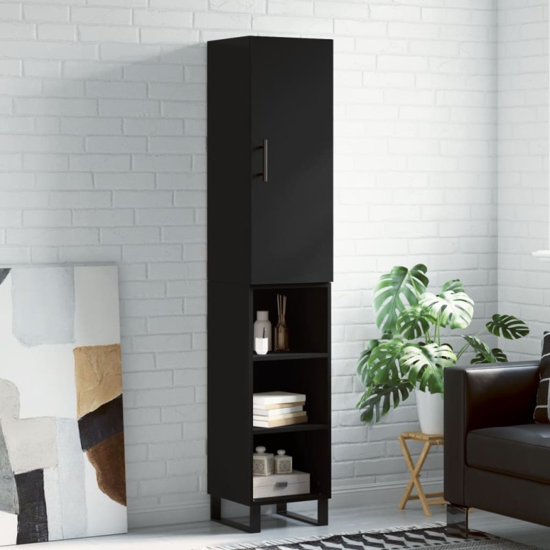 Highboard Schwarz 34,5x34x180 cm Holzwerkstoff Highboard Schwarz 34,5x34x180 cm Holzwerkstoff