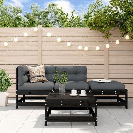 vidaXL 4-tlg. Garten-Lounge-Set Schwarz Massivholz Kiefer