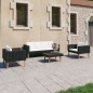 vidaXL 4-tlg. Garten-Lounge-Set mit Auflagen Poly Rattan Schwarz vidaXL 4-tlg. Garten-Lounge-Set mit Auflagen Poly Rattan Schwarz