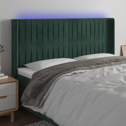 vidaXL LED Kopfteil Dunkelgrün 183x16x118/128 cm Samt