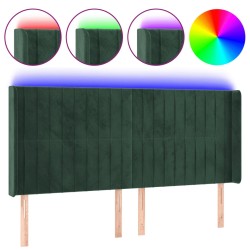 vidaXL LED Kopfteil Dunkelgrün 183x16x118/128 cm Samt