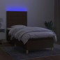 vidaXL Boxspringbett mit Matratze & LED Dunkelbraun 80x200 cm Stoff vidaXL Boxspringbett mit Matratze & LED Dunkelbraun 80x200 cm Stoff