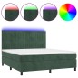 vidaXL Boxspringbett mit Matratze & LED Dunkelgrün 160x200 cm Samt vidaXL Boxspringbett mit Matratze & LED Dunkelgrün 160x200 cm Samt