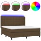 vidaXL Boxspringbett mit Matratze & LED Dunkelbraun 160x200 cm Stoff vidaXL Boxspringbett mit Matratze & LED Dunkelbraun 160x200 cm Stoff