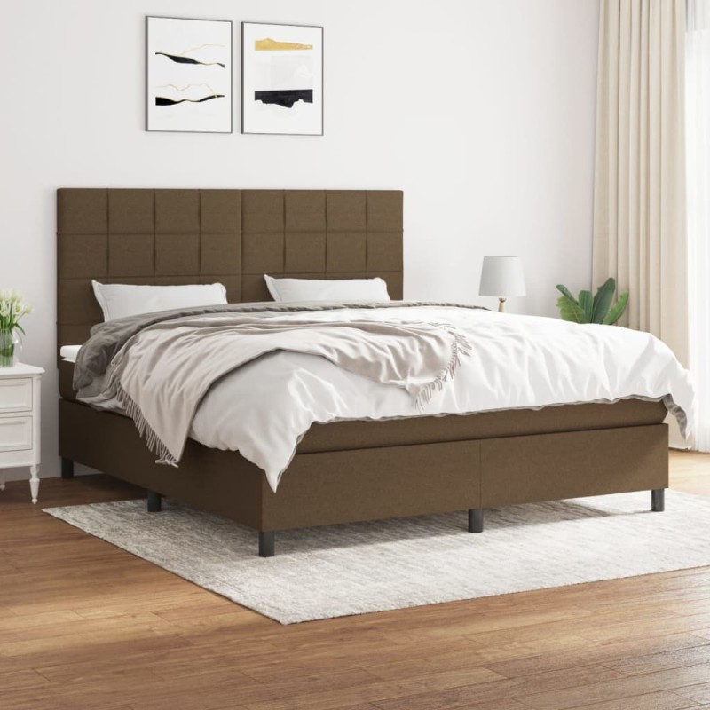 vidaXL Boxspringbett mit Matratze Dunkelbraun 160x200 cm Stoff vidaXL Boxspringbett mit Matratze Dunkelbraun 160x200 cm Stoff