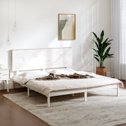 vidaXL Massivholzbett Weiß 180x200 cm