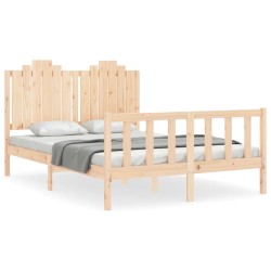 vidaXL Massivholzbett mit Kopfteil 140x190 cm