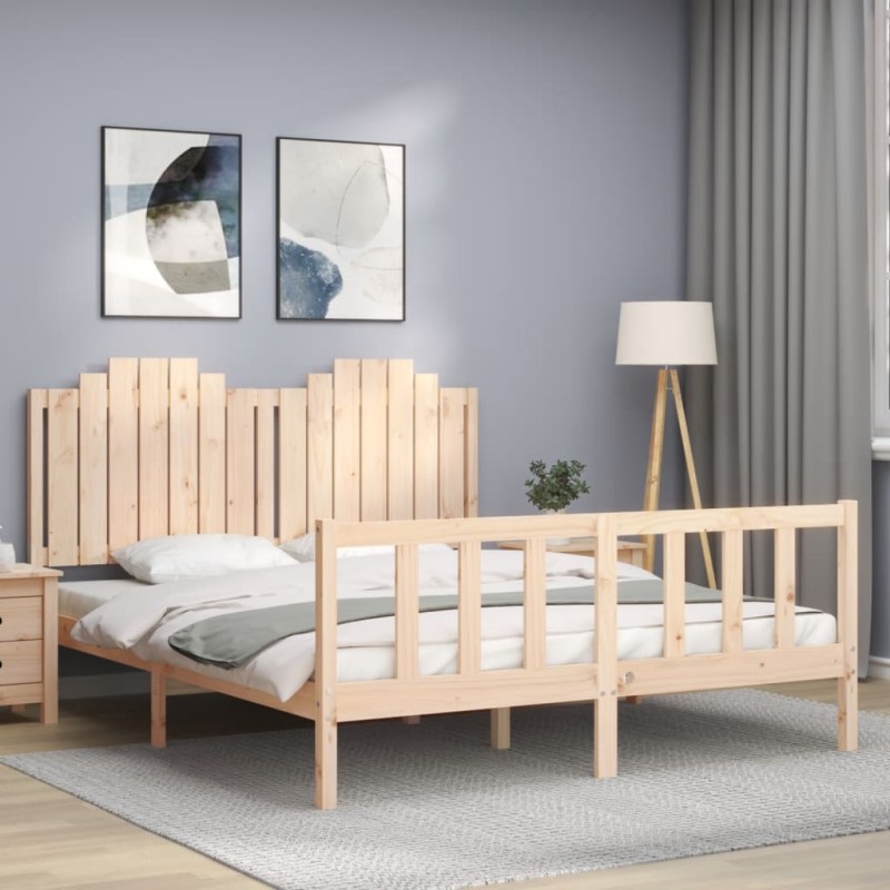 vidaXL Massivholzbett mit Kopfteil 160x200 cm vidaXL Massivholzbett mit Kopfteil 160x200 cm