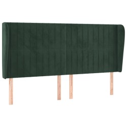 vidaXL Kopfteil mit Ohren Dunkelgrün 163x23x118/128 cm Samt