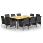 vidaXL 11-tlg. Garten-Essgruppe Poly Rattan Grau vidaXL 11-tlg. Garten-Essgruppe Poly Rattan Grau