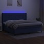 vidaXL Boxspringbett mit Matratze & LED Blau 200x200 cm Stoff vidaXL Boxspringbett mit Matratze & LED Blau 200x200 cm Stoff