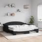 vidaXL Tagesbett Ausziehbar mit Matratzen Schwarz 90x190 cm Stoff vidaXL Tagesbett Ausziehbar mit Matratzen Schwarz 90x190 cm Stoff