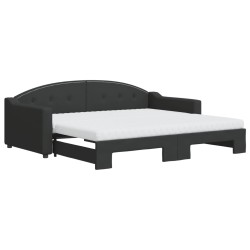 vidaXL Tagesbett Ausziehbar mit Matratzen Schwarz 90x190 cm Stoff