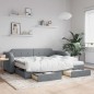 vidaXL Tagesbett Ausziehbar mit Schubladen Hellgrau 90x190 cm Stoff vidaXL Tagesbett Ausziehbar mit Schubladen Hellgrau 90x190 cm Stoff