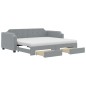 vidaXL Tagesbett Ausziehbar mit Schubladen Hellgrau 90x190 cm Stoff vidaXL Tagesbett Ausziehbar mit Schubladen Hellgrau 90x190 cm Stoff