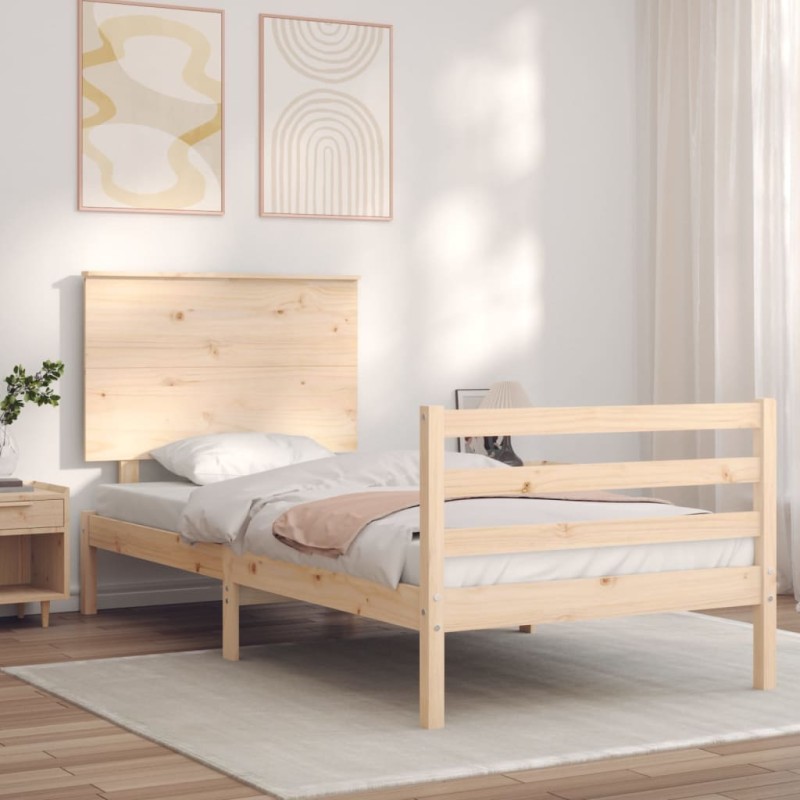 vidaXL Massivholzbett mit Kopfteil vidaXL Massivholzbett mit Kopfteil