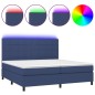 vidaXL Boxspringbett mit Matratze & LED Blau 200x200 cm Stoff vidaXL Boxspringbett mit Matratze & LED Blau 200x200 cm Stoff