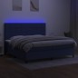 vidaXL Boxspringbett mit Matratze & LED Blau 200x200 cm Stoff vidaXL Boxspringbett mit Matratze & LED Blau 200x200 cm Stoff