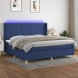 vidaXL Boxspringbett mit Matratze & LED Blau 200x200 cm Stoff vidaXL Boxspringbett mit Matratze & LED Blau 200x200 cm Stoff