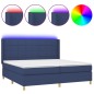 vidaXL Boxspringbett mit Matratze & LED Blau 200x200 cm Stoff vidaXL Boxspringbett mit Matratze & LED Blau 200x200 cm Stoff