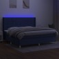 vidaXL Boxspringbett mit Matratze & LED Blau 200x200 cm Stoff vidaXL Boxspringbett mit Matratze & LED Blau 200x200 cm Stoff