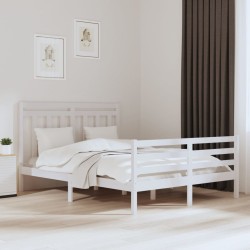 vidaXL Massivholzbett Weiß 150x200 cm