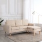 vidaXL 3-Sitzer-Sofa mit Hocker Creme Stoff vidaXL 3-Sitzer-Sofa mit Hocker Creme Stoff