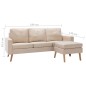 vidaXL 3-Sitzer-Sofa mit Hocker Creme Stoff vidaXL 3-Sitzer-Sofa mit Hocker Creme Stoff