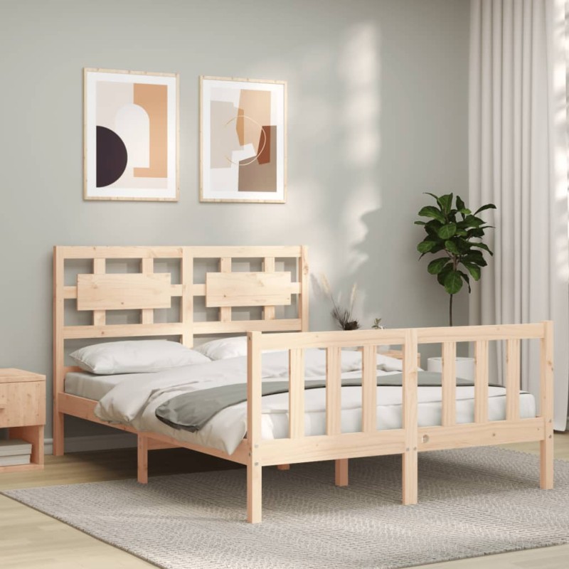 vidaXL Massivholzbett mit Kopfteil vidaXL Massivholzbett mit Kopfteil