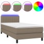 vidaXL Boxspringbett mit Matratze & LED Taupe 100x200 cm Stoff vidaXL Boxspringbett mit Matratze & LED Taupe 100x200 cm Stoff