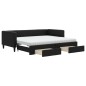 vidaXL Tagesbett Ausziehbar mit Schubladen Schwarz 90x190 cm Stoff vidaXL Tagesbett Ausziehbar mit Schubladen Schwarz 90x190 cm Stoff