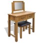 vidaXL Frisiertisch mit Hocker Massivholz Eiche vidaXL Frisiertisch mit Hocker Massivholz Eiche