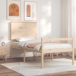vidaXL Massivholzbett mit Kopfteil