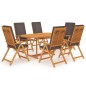 7-tlg. Garten-Essgruppe mit Grauen Kissen Massivholz Teak 7-tlg. Garten-Essgruppe mit Grauen Kissen Massivholz Teak