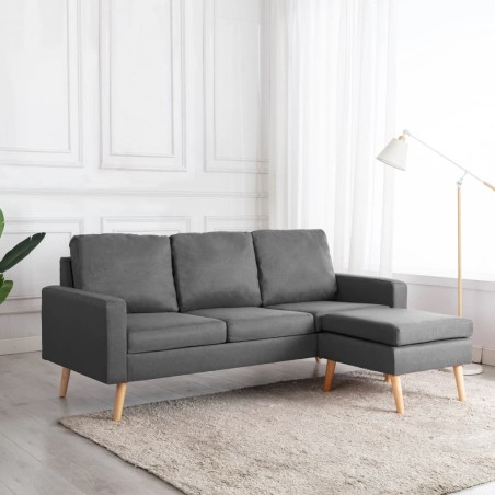vidaXL 3-Sitzer-Sofa mit Hocker Hellgrau Stoff 