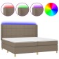 vidaXL Boxspringbett mit Matratze & LED Taupe 200x200 cm Stoff vidaXL Boxspringbett mit Matratze & LED Taupe 200x200 cm Stoff