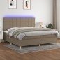 vidaXL Boxspringbett mit Matratze & LED Taupe 200x200 cm Stoff vidaXL Boxspringbett mit Matratze & LED Taupe 200x200 cm Stoff