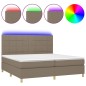 vidaXL Boxspringbett mit Matratze & LED Taupe 200x200 cm Stoff vidaXL Boxspringbett mit Matratze & LED Taupe 200x200 cm Stoff