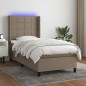 vidaXL Boxspringbett mit Matratze & LED Taupe 100x200 cm Stoff vidaXL Boxspringbett mit Matratze & LED Taupe 100x200 cm Stoff