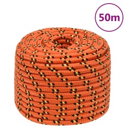 vidaXL Bootsseil Orange 14 mm 50 m Polypropylen