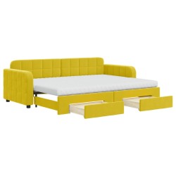 vidaXL Tagesbett Ausziehbar mit Schubladen Gelb 80x200 cm Samt