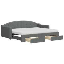 vidaXL Tagesbett Ausziehbar mit Schubladen Dunkelgrau 80x200 cm Stoff