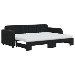 vidaXL Tagesbett Ausziehbar mit Matratzen Schwarz 80x200 cm Samt