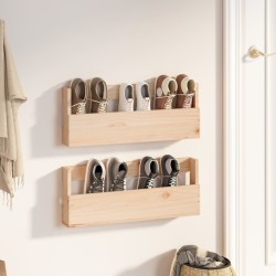 vidaXL Wand-Schuhregale 2 Stk. 59x9x23 cm Massivholz Kiefer