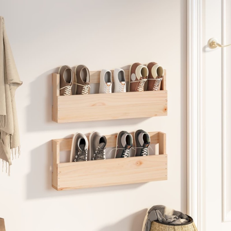 vidaXL Wand-Schuhregale 2 Stk. 59x9x23 cm Massivholz Kiefer vidaXL Wand-Schuhregale 2 Stk. 59x9x23 cm Massivholz Kiefer