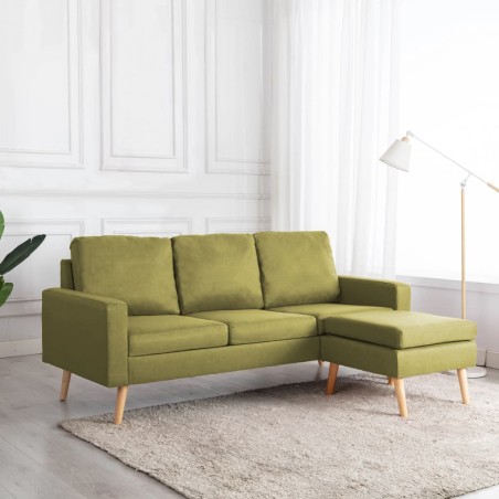 vidaXL 3-Sitzer-Sofa mit Hocker Grün Stoff 