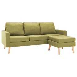 vidaXL 3-Sitzer-Sofa mit Hocker Grün Stoff 