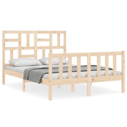 vidaXL Massivholzbett mit Kopfteil 140x190 cm