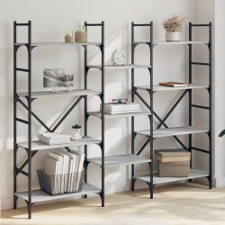 vidaXL Bücherregal Grau Sonoma 160x28,5x136,5 cm Holzwerkstoff